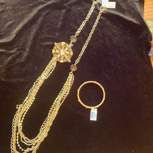 Chico’s Gold Stella Necklace and Edna Bracelet Brand New